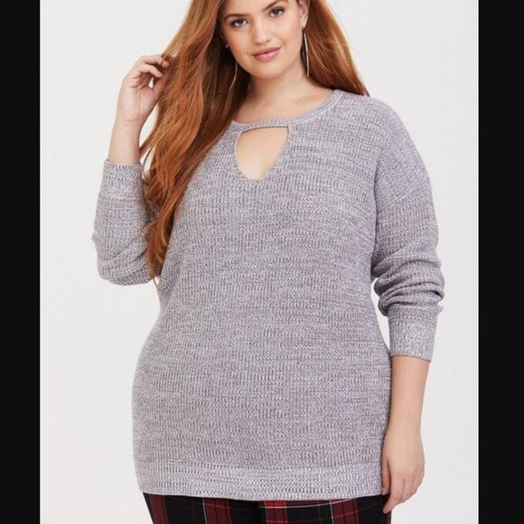 TORRID | Heather Gray Keyhole Neckline Knit Sweater Sz 1X - Picture 1 of 11